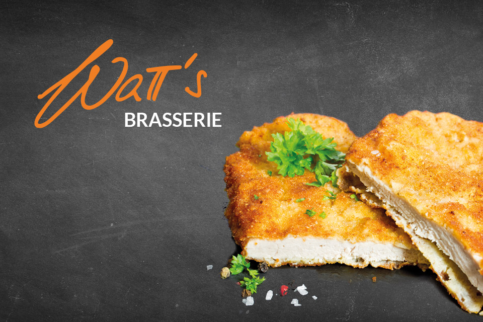 Cordon Bleu oder Schnitzel to go während Corona-Zeiten von der WaTT's Brasserie und Restaurant in Ettlingen